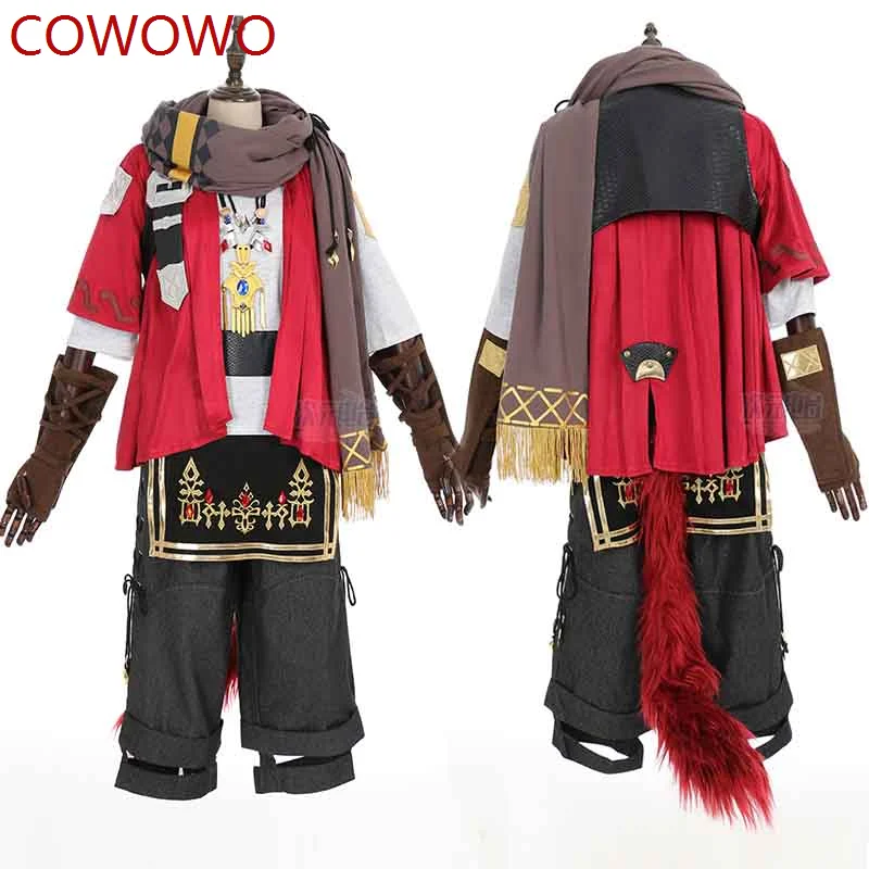 

COWOWO Game Final Fantasy FF14 Gurahattiya Battle Suit Uniform Graha Tia Little Red Cat Cosplay Costume G'raha Tia Full Set