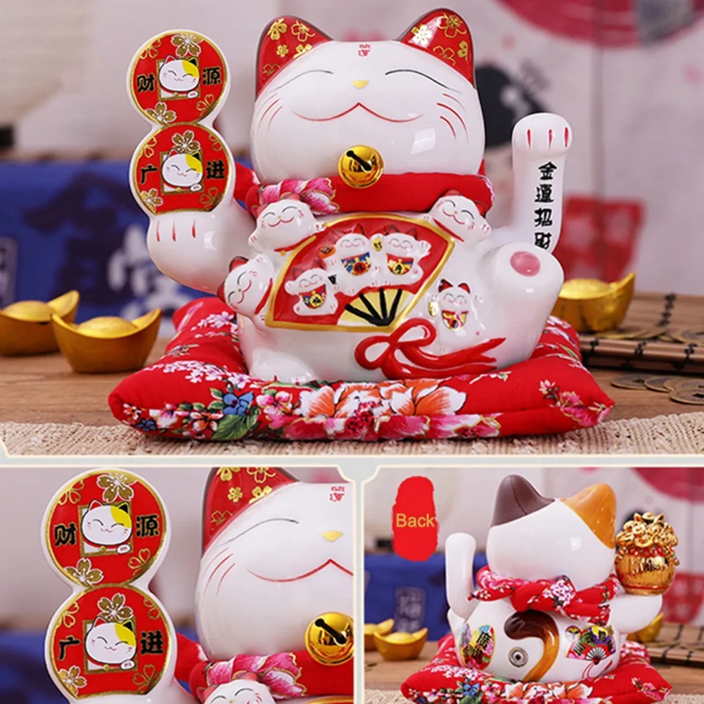 7-дюймовый керамический подвижный Кот Манеки Neko орнамент фэн-шуй украшение