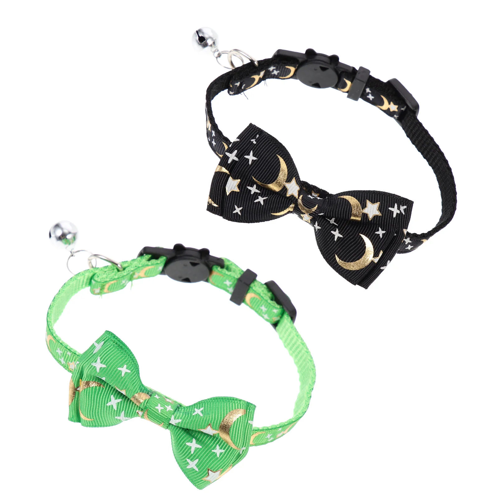 

2 Pcs Pet Cat Collar Moon Decorations Bell Ornament Festival Neck Collars Cats Polyester Kitten