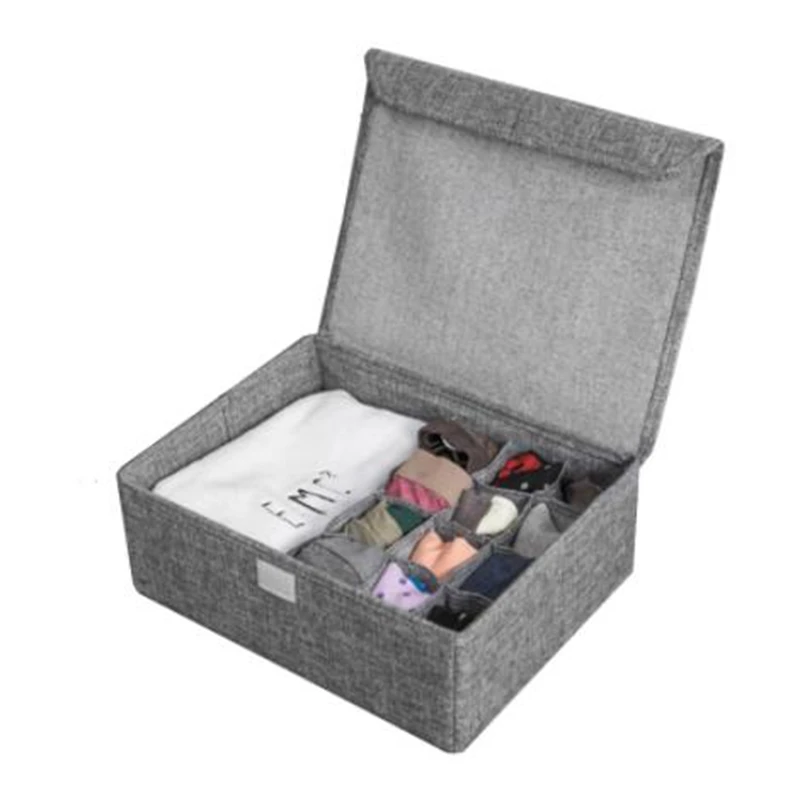 

Washable Bra Underwear Storage Box With Cover Linen Folding Cases Necktie Socks Underwear Clothing Organizer Container Bra Box