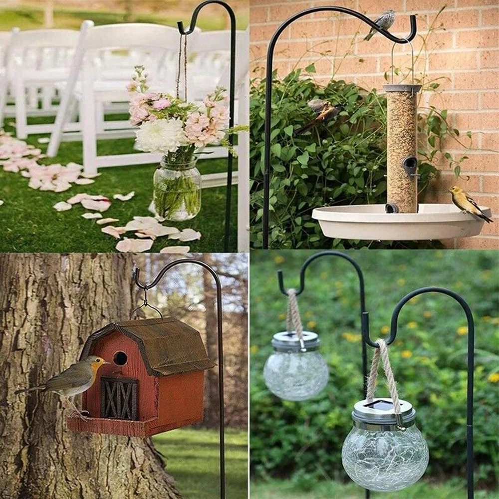 

Black Iron Wall Light Hook Bracket Wind Chimes Garden Hanging Basket Hook Planter Lantern Flower Pot Garden Wrought Hook Trays