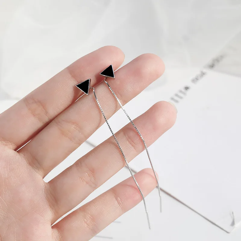 Женские Геометрические серьги CIAXY 925 черные треугольные со штампом