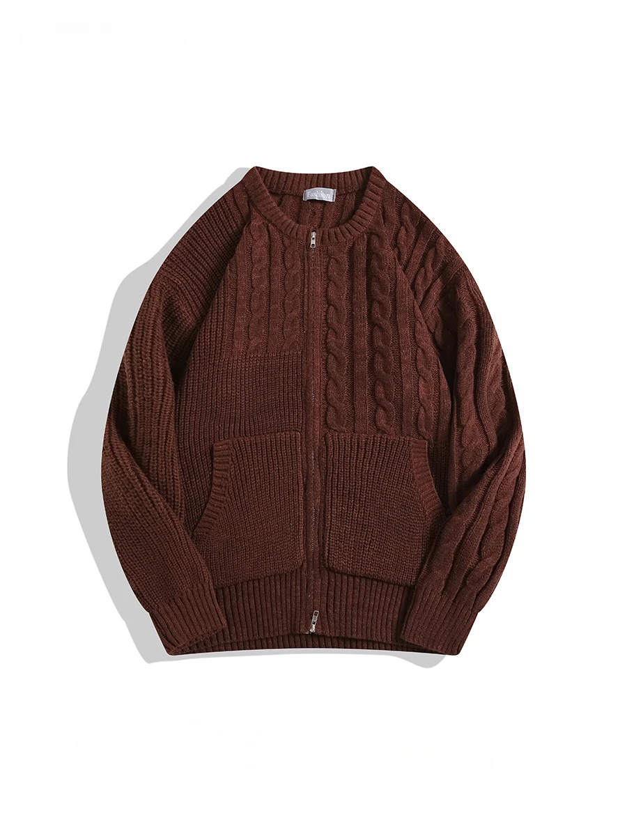 Мужские и женские простые японские свитера с двойной молнией кардиган круглым