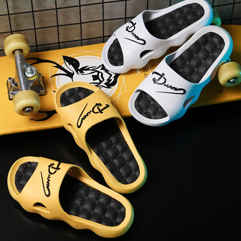 

Couple slippers 2022 summer fashion wear Korean version personality beach shoes soft bottom bathroom home sandals