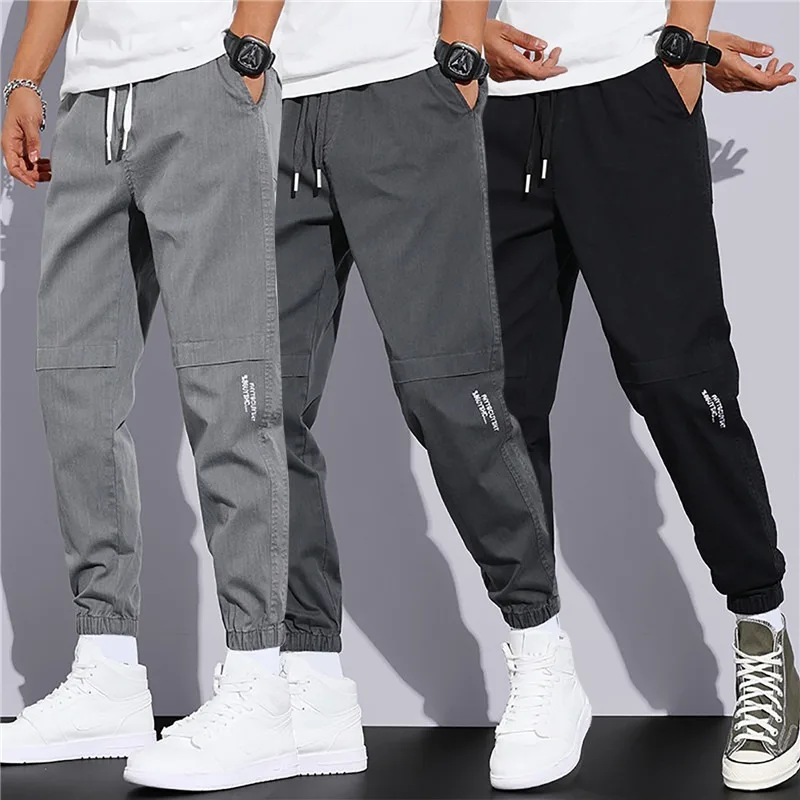 

Spring Summer Cargo Pants Men'S Trendy Outdoor Ankle Banded Pant Loose Elastic Waist Overalls Casual Trousers Large Size L-3xl