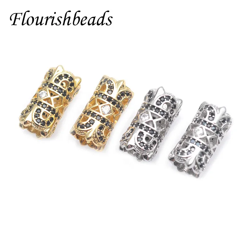 

Real Gold Plating Nickel Free CZ Beads Paved Quality Big Hole Tube Charm Beads Handmade DIY Necklace Jewelry Findings 10pcs/lot