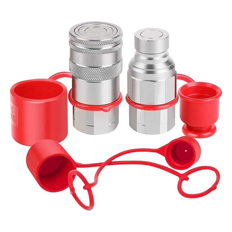 

1/2-дюймовый NPT гидравлический муфта с бортовым поворотом Bobcat плоские быстроразъемные муфты + 2 шт Пылезащитная крышка Серебристая углеродистая сталь