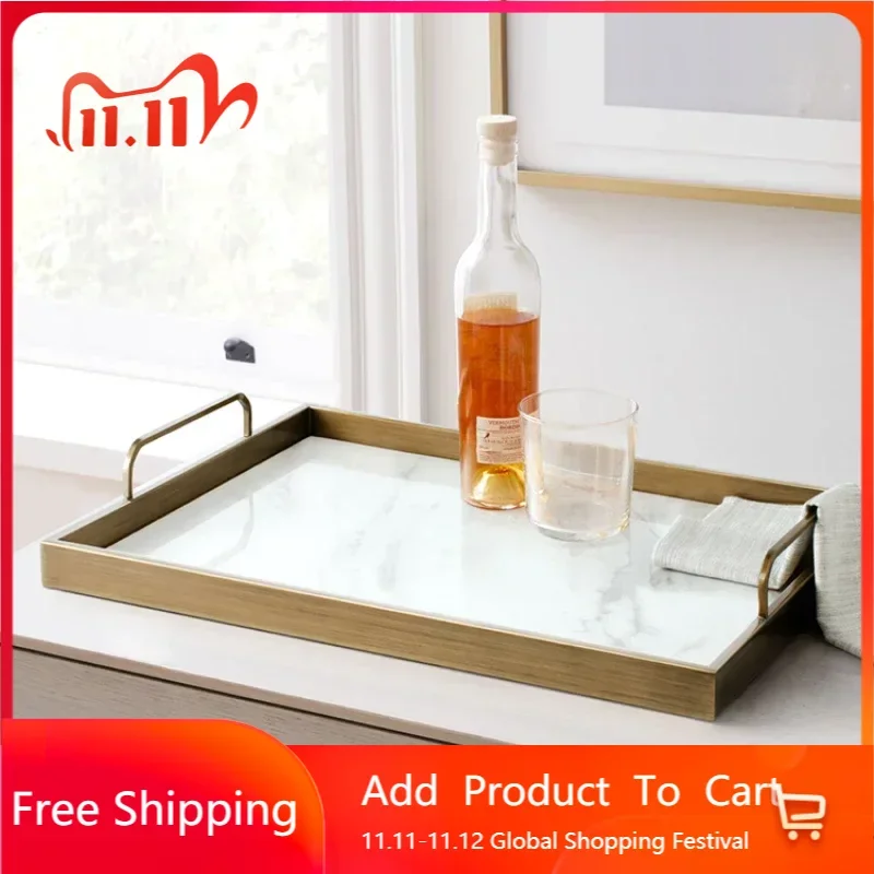 

Поднос для чая в скандинавском стиле WZ50TT, роскошный минималистичный прямоугольный кухонный поднос из камня, для офиса и дома