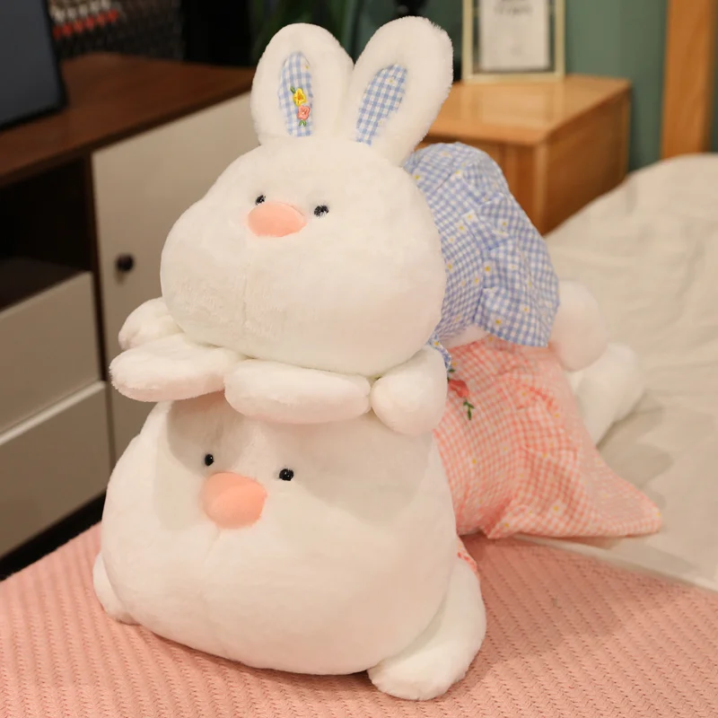 

55/70cm Cute Lying Rabbit Plush Toy Cartoon Animal Bunny with Clothes Plush Doll Soft Baby Children Appease Birthday Gifts