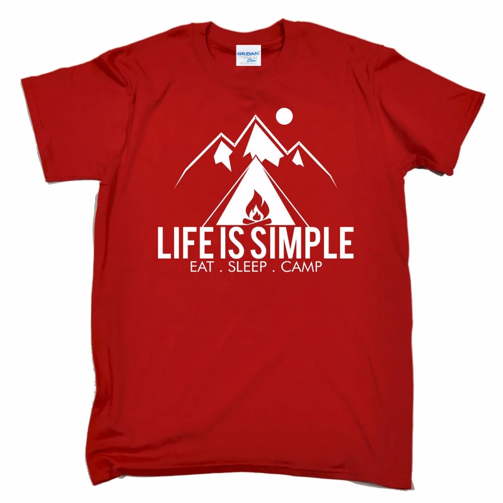 

Wholesale Short Sleeved Tee Shirt Life Is Simple Eat Sleep Camp Mens T-Shirt Tee Funny Birthday Gift Campingt Shirt Classic