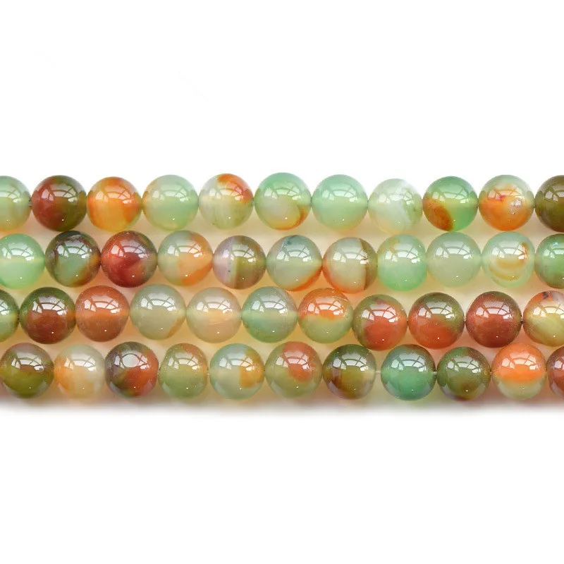 

Joanlyn Natural Peacock Agate Beads 6mm-14mm Smooth Polished Round 15 Inch Strand AG08