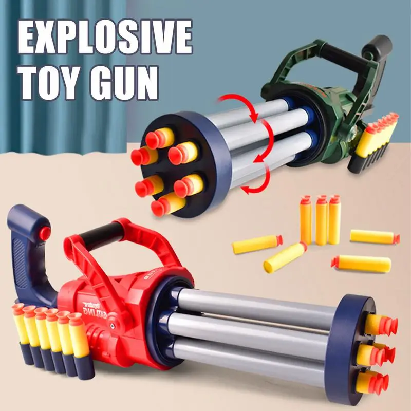 

Gatling Guns Shoots ing Game For Boys with 6 Hole Auto Rotating Barrel and 20 Soft Bullets Fun Toy holiday party Cool Gift