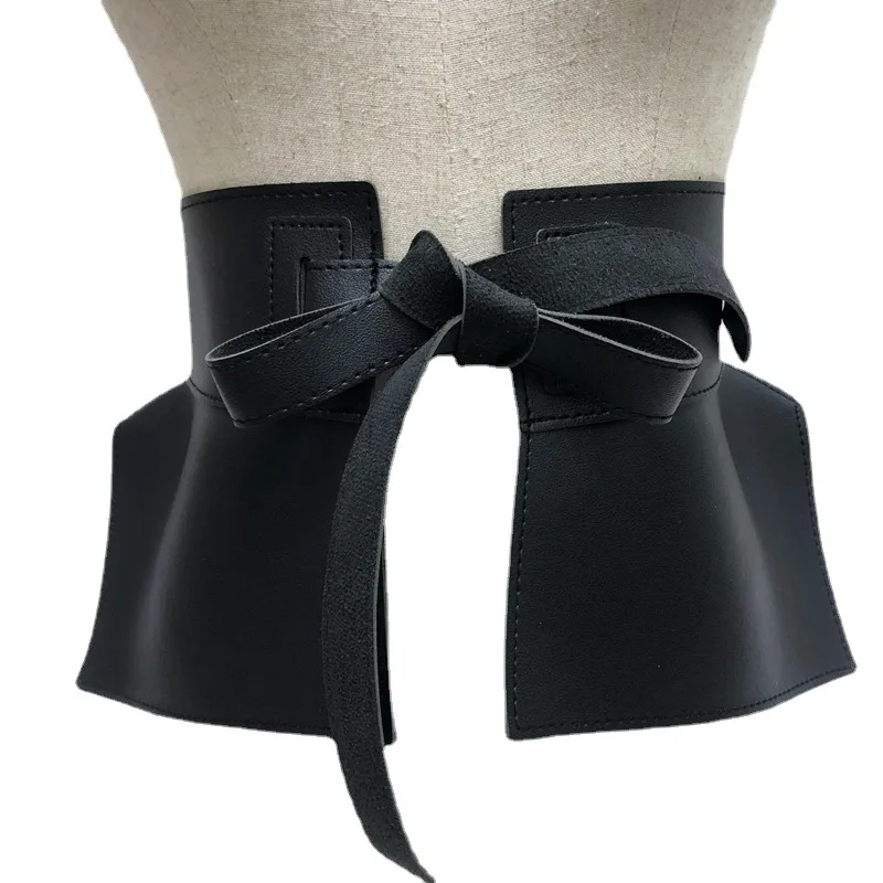 PU Leather Slim Waistband Geometrically Designed Wide Waist Belt Simple Waistband Women's Wide Belt for Dress Coat Accessories