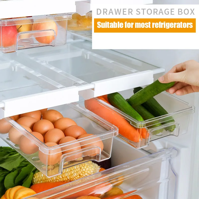 

Ящик для хранения холодильника, портативный контейнер для хранения, держатель для яиц, фруктов, подвесной кухонный ящик для хранения