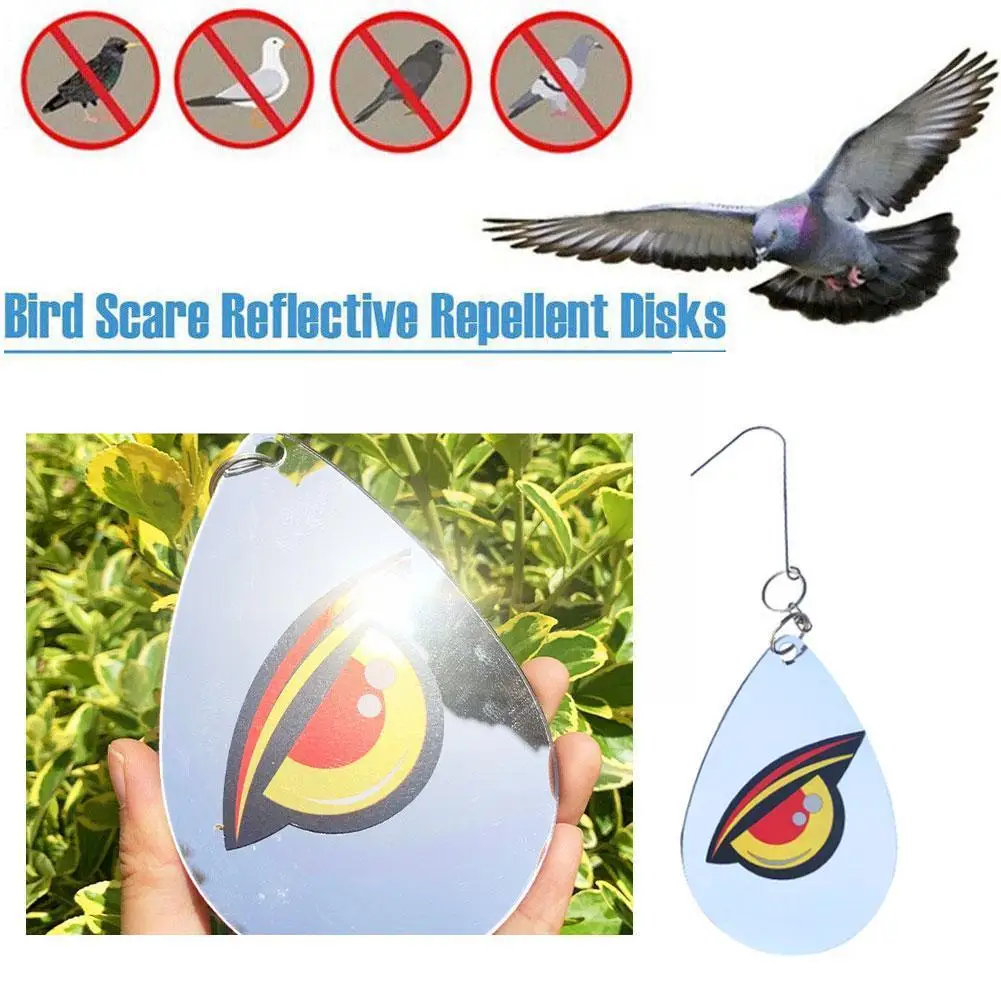 

1pc Waterproof Water Drops Double Sided Terror Eye Repellent Reflective Catcher Acrylic Bird Hanging Bird O5i2