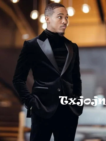 Мужской черный бархатный костюм 2 предмета