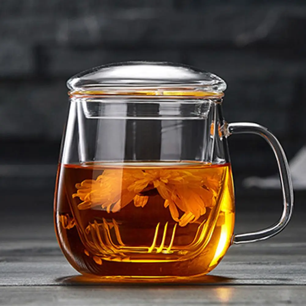 

350ml Glass Mug Resistant Tea Beer Mug Milk Lemon Juice Cup Separator And Lid Drinkware Lover Coffee Cups Mug Gift