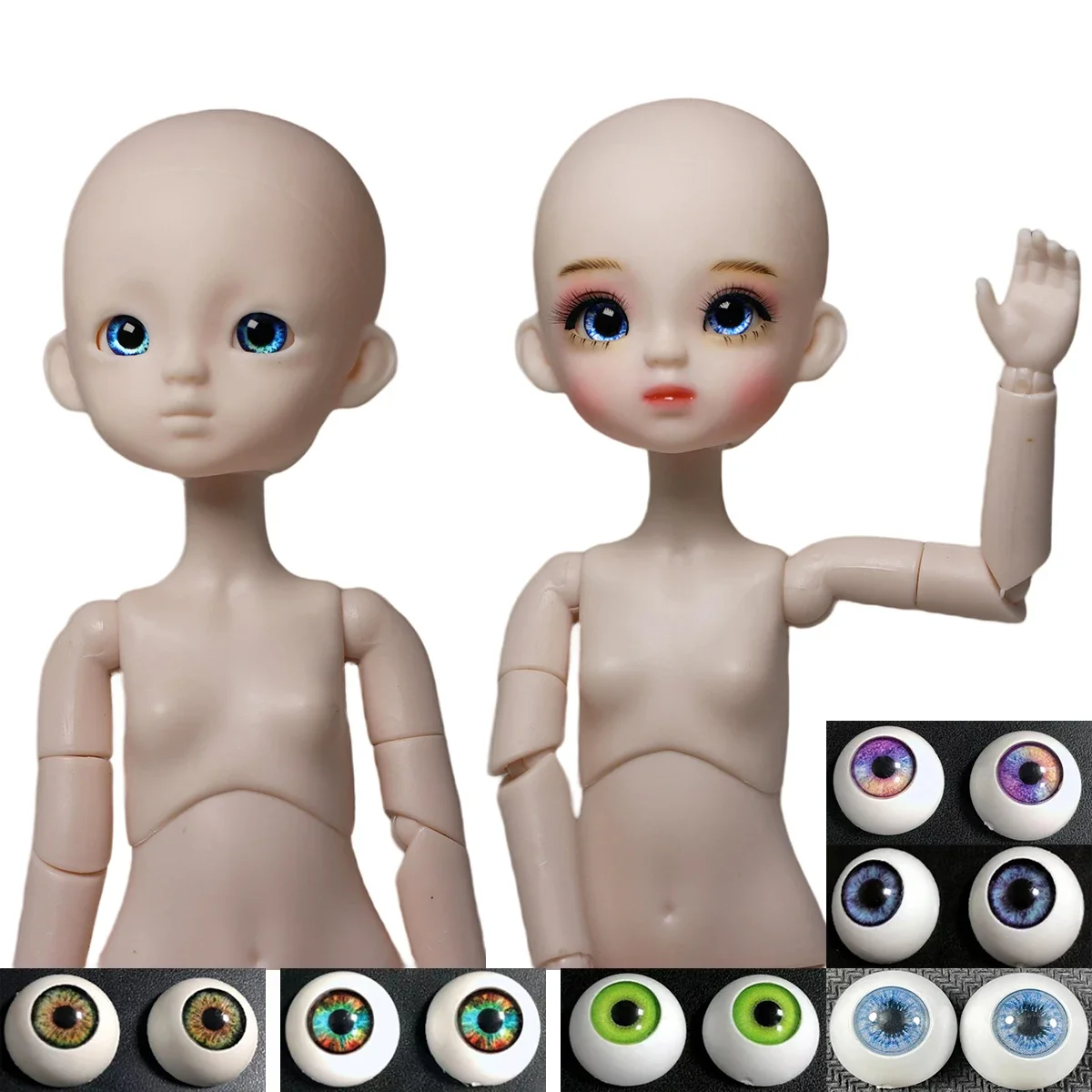 

1/6 шарнирная кукла с подвижным шарнирным телом, Обнаженная кукла 28 см, тренировочная кукла для макияжа, Детская кукла для девочек, подарок (открытая голова может менять глаза)