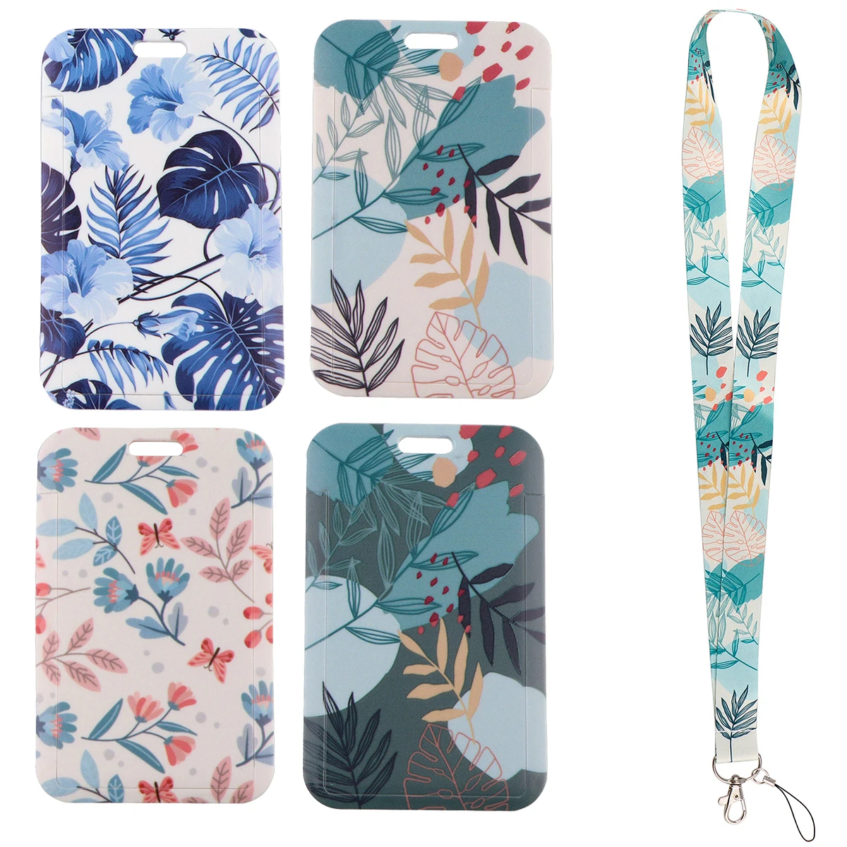 

Retro Flowers Keychain Straps Rope Cell Phone Charm Green Leaves Neck Strap Lanyard for ID Card Holder DIY Lanyard Hanging Rope