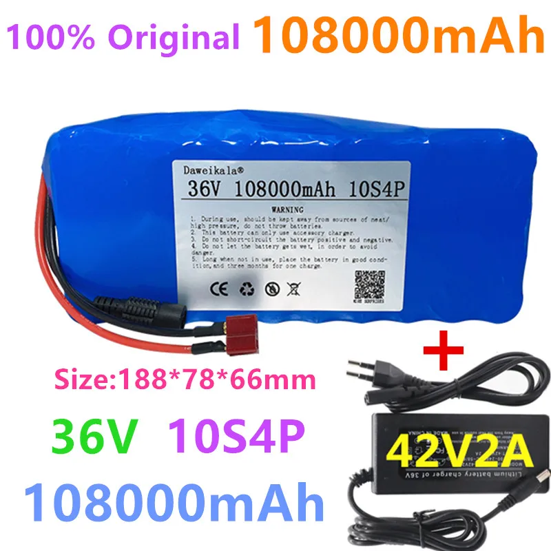 

2021 New 100% Original 36V battery 10S4P 108Ah battery pack 1000W high power battery 42V 108000mAh Ebike electric bike BMS