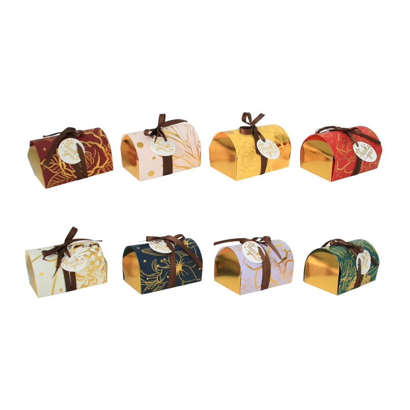 

25Pcs Candy Box Bronzing Pattern Paper Heart Jewelry Favor Gifts Box Thank You Packaging Bags Birthday Wedding Party Decoration