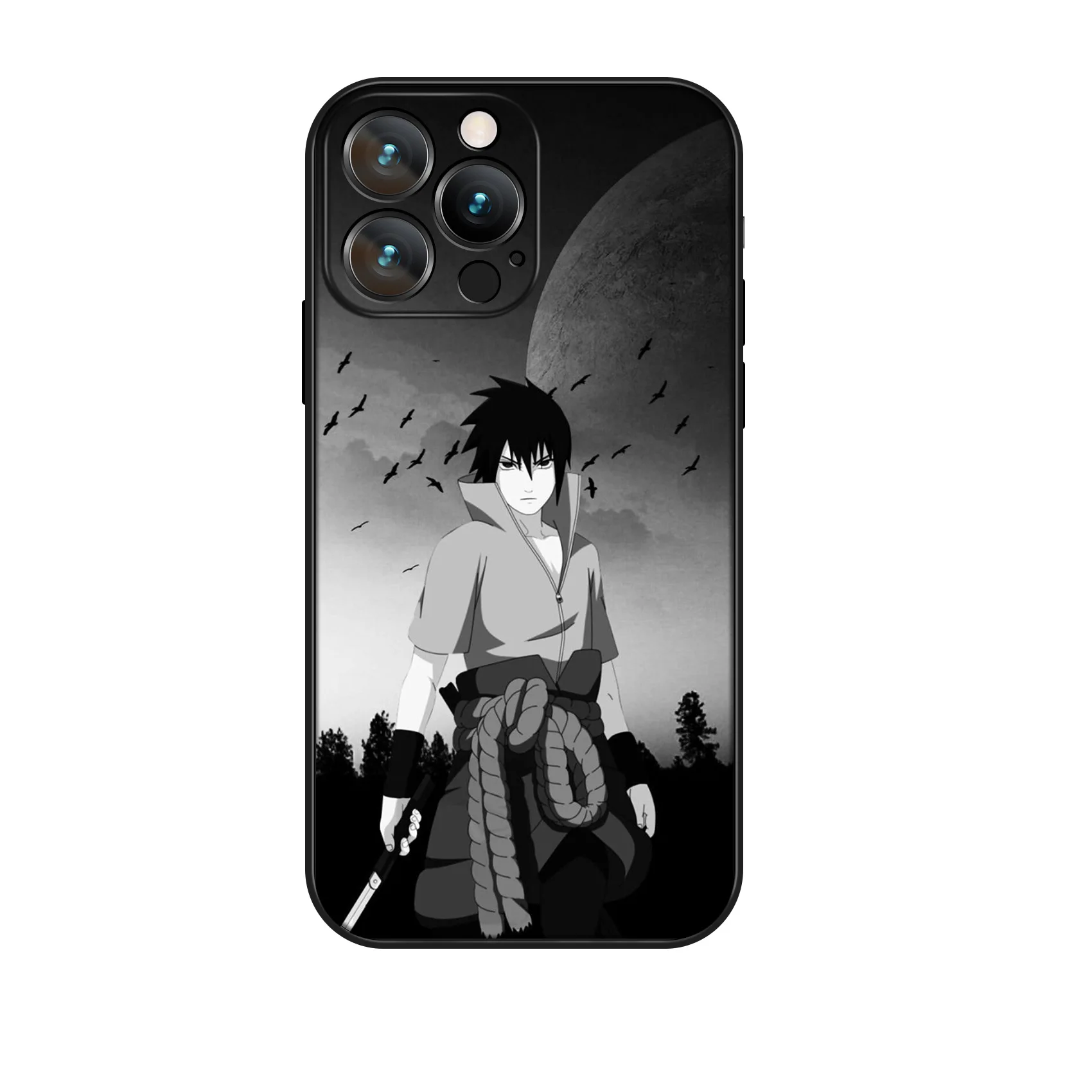 Miniso аниме чехол для iPhone 16 Pro Uchiha Sasuke Защитный Мягкий силиконовый 15 14 13 12 11 Max Plus