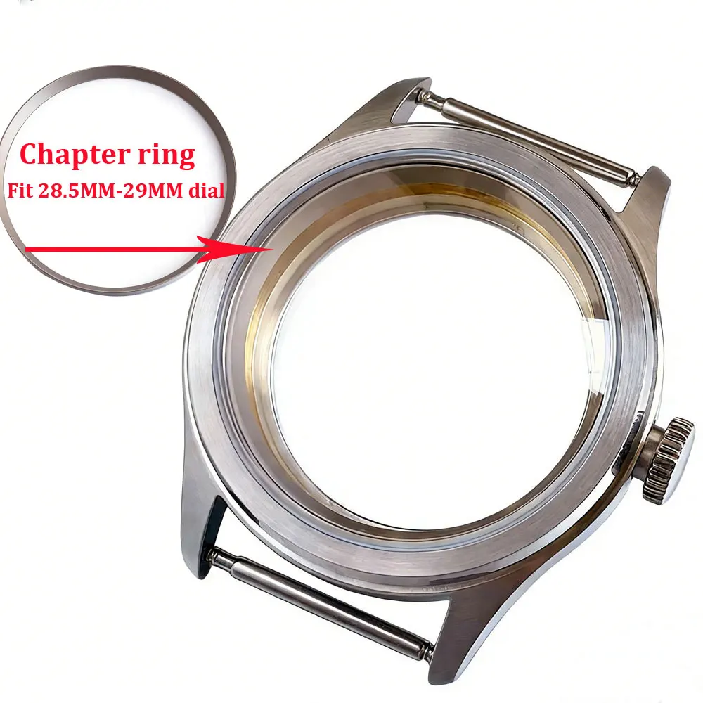 Фото Корпус для часов Tandorio 4 Styles Chapter Ring 38 мм, ретро-дизайн, сапфировое стекло, подходит для циферблатов 28,5-29 мм, совместим с механизмами NH34, NH35, NH36, ETA2824, PT5000. №3