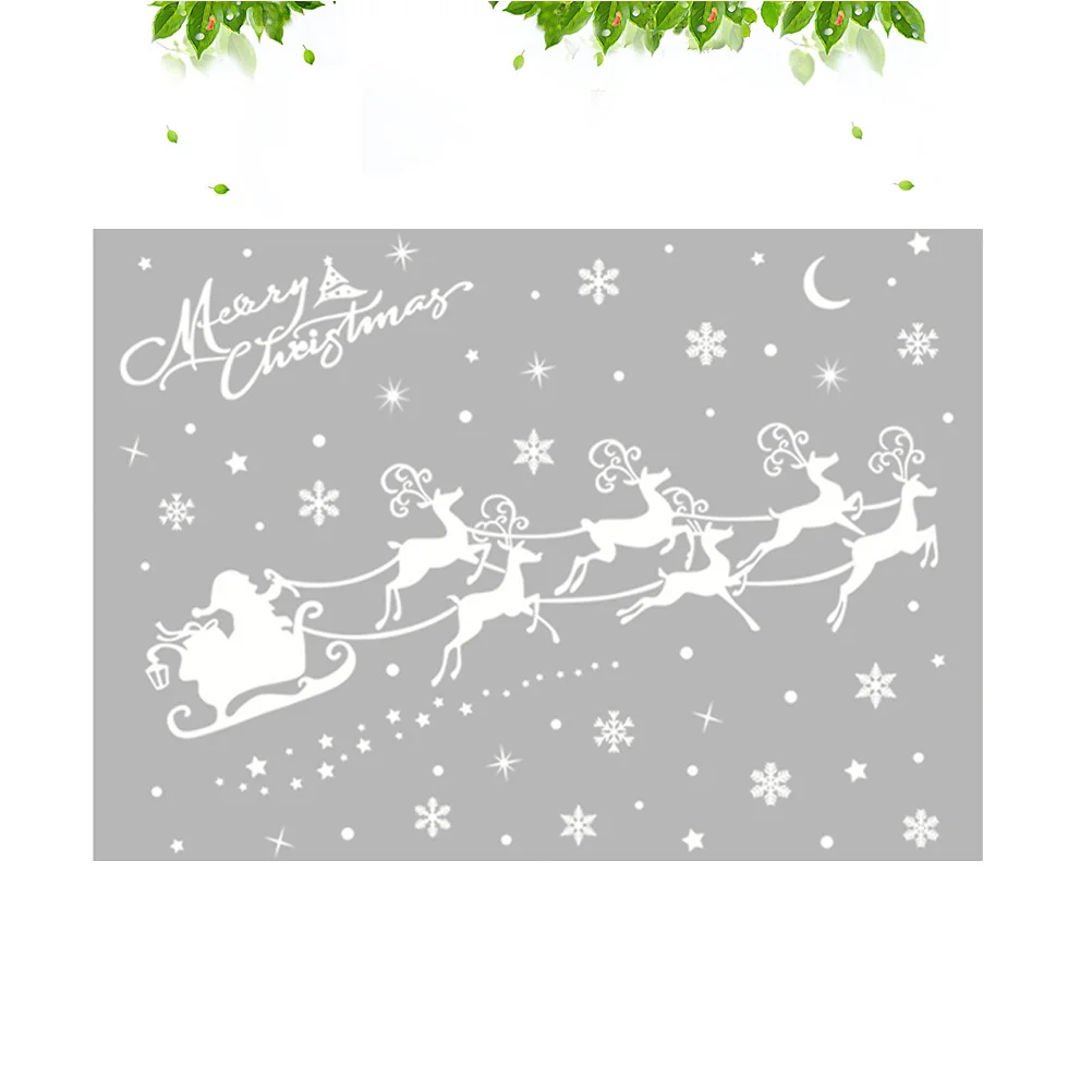 

Christmas Window Santa Stickers Sticker Sleigh Clings Wall Cling Holidaydecal Electrostatic Vinyl Diy Decals Merry Door