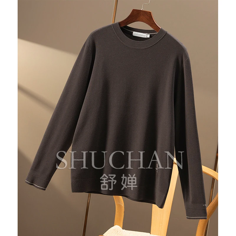 МУЖСКИЙ классический свободный шерстяной свитер с круглым вырезом Basulan мужская