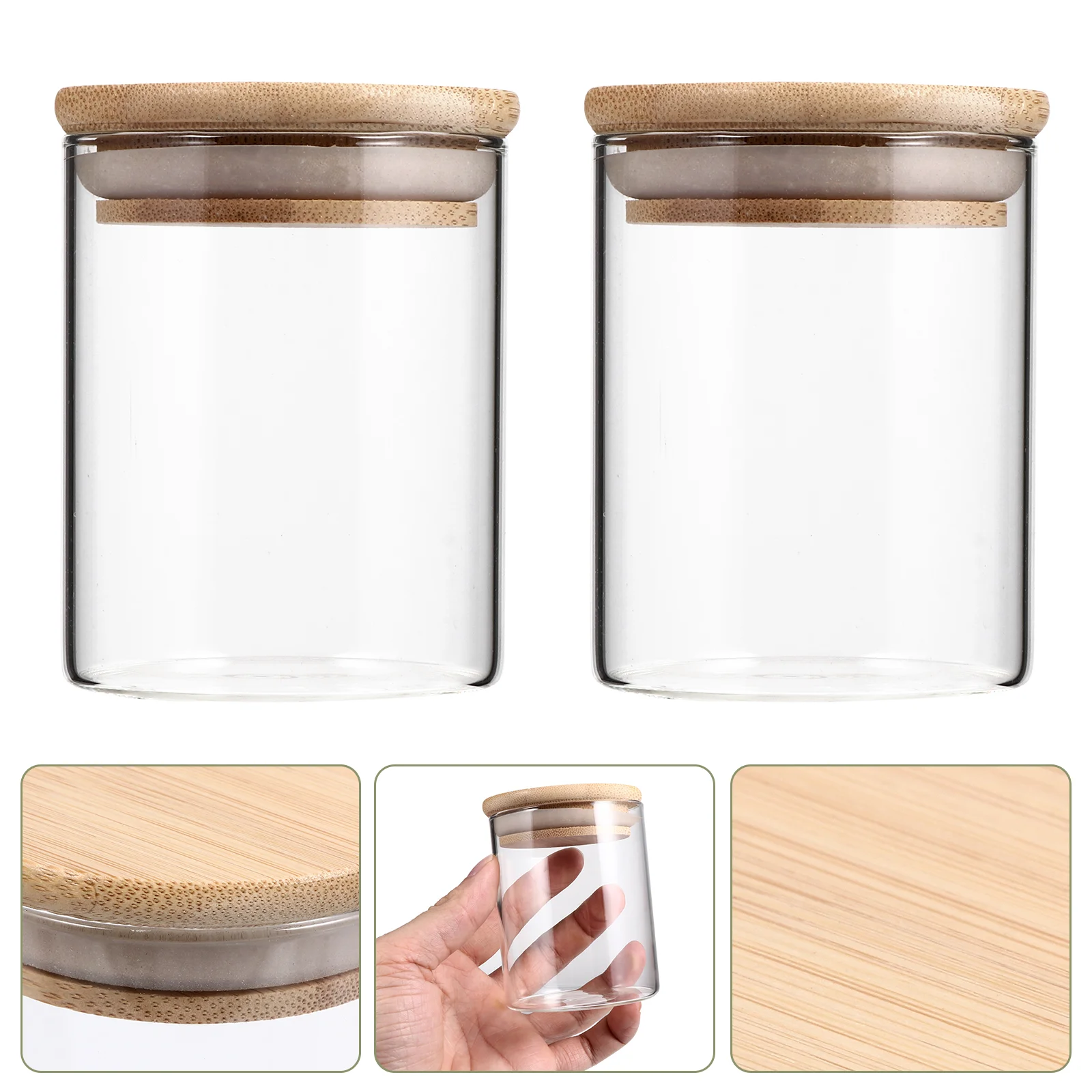 

4Pcs Transparent Glass Canisters Kitchen Glass Tea Storage Sealed Jars (250ML)