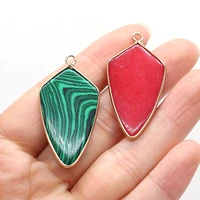 natural stone pendant malachite shield shaped pendant charms for jewelry making diy necklace bracelet earrings accessory
