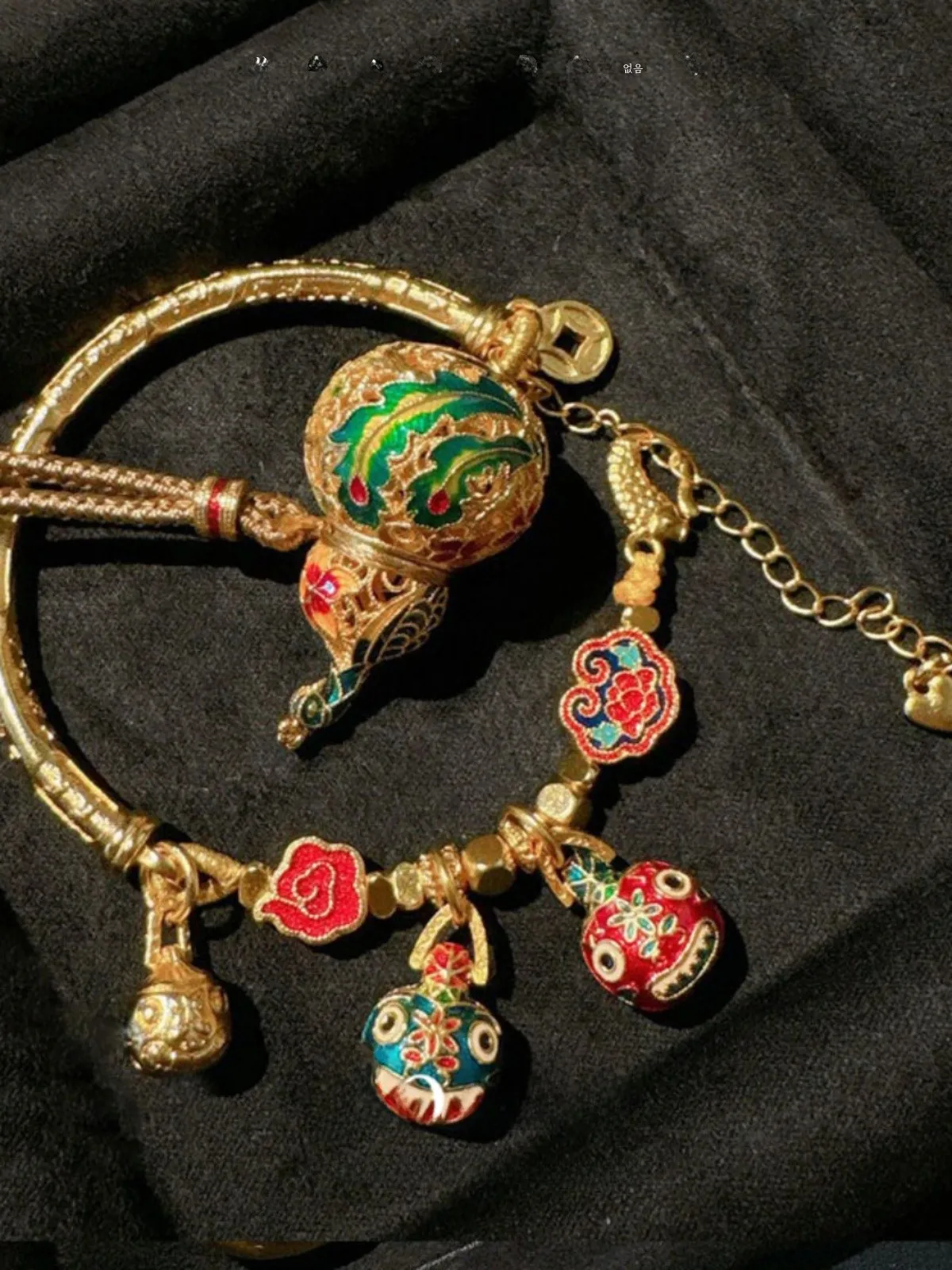 New Chinese Sle Cloisonne Carved Prayer Bucket Necklace Women Woven Gold Flowers Enamel Turntable Exquisite...