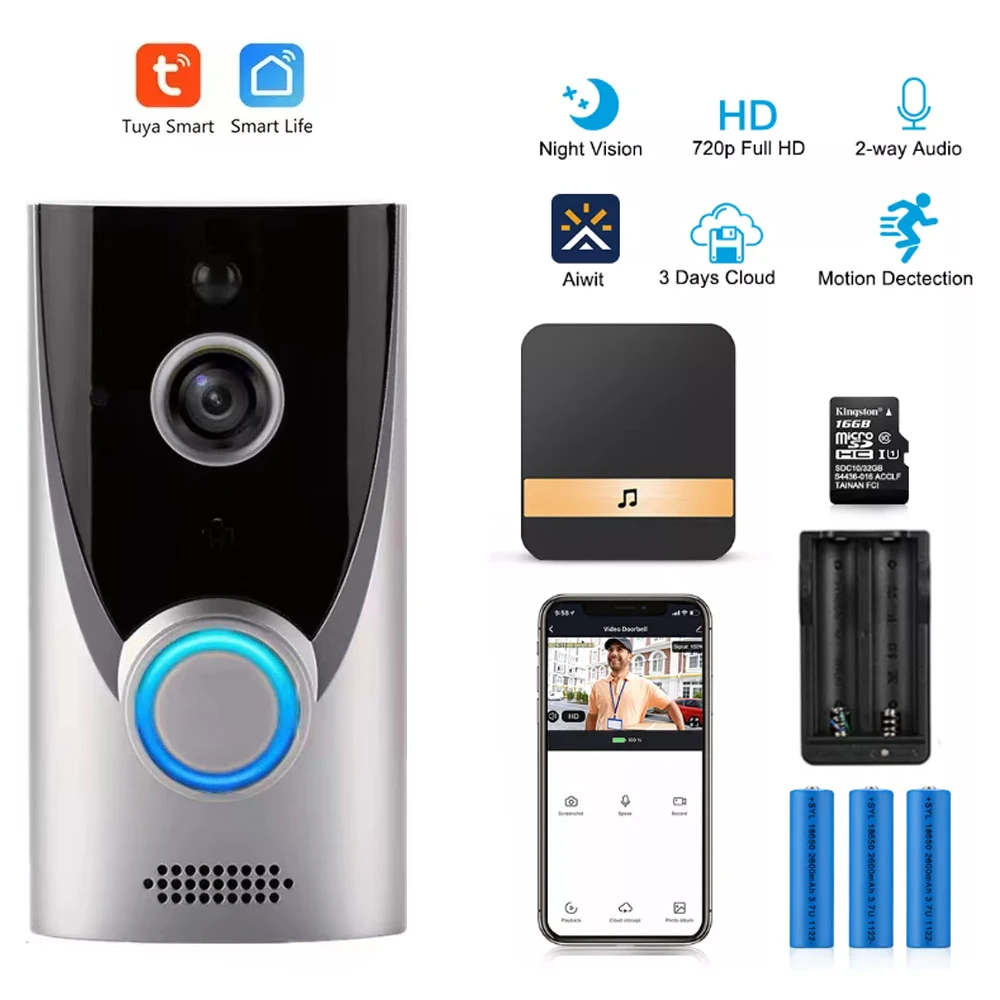 Дверной звонок Tuya для умного дома беспроводная камера безопасности с Wi-Fi уличный