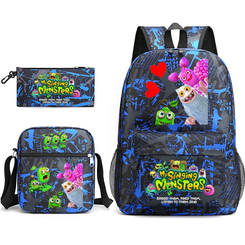 

My Singing Monsters Backpack Student College Bookbag Business Laptop Satchel Travel Shoulder Bag 3D Kawaii Anime Pencil Case