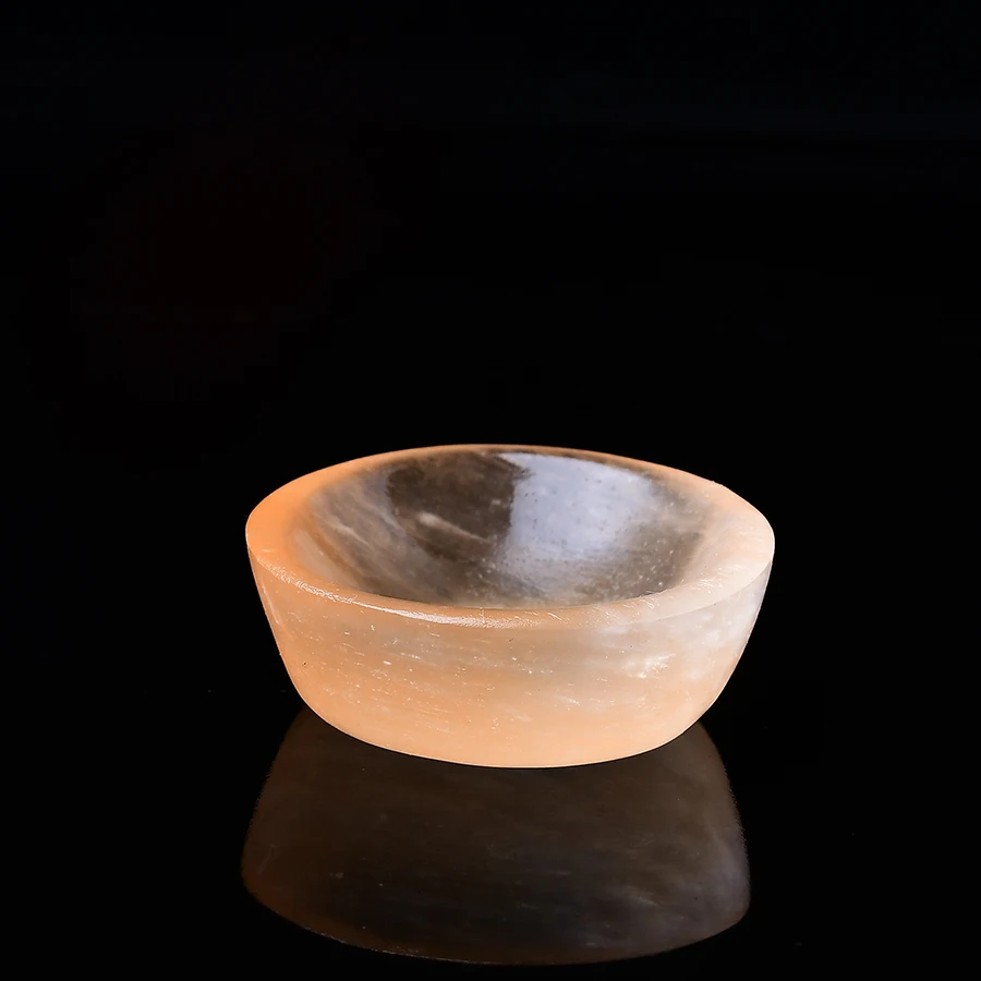 Натуральная оранжевая чаша из селенита ручная резная зарядная тарелка для