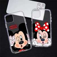 cute cartoon mickey minnie phone case transparent for iphone 13 12 11 pro max mini xs max 8 7 plus x se 2020 xr cover