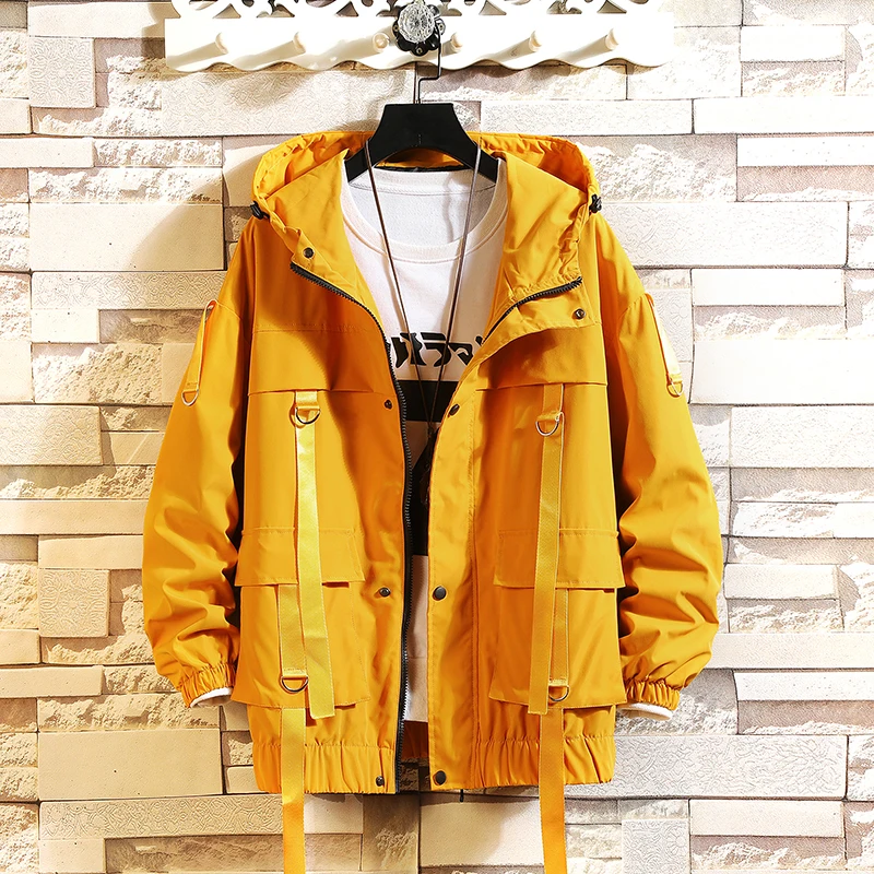 Winter Spring Men's Hooded Jacket Coat Windbreaker Fashion Coats Mens Solid Color Bomber Jackets Outwear Men's Clothings