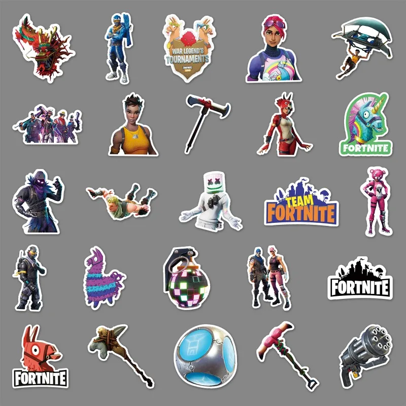 Фото 50 наклеек Fortnite для игр, декора, DIY-проектов, украшения скейтбордов, ноутбуков, багажа, бутылок для воды, блокнотов, а также для вечеринок №4