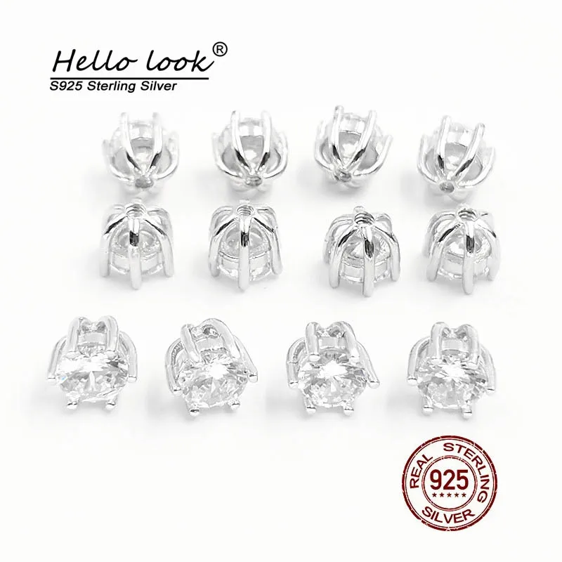 

HelloLook 1PCS Zircon Charms Tops for Navel Piercing S925 Silver Screw Cap for Belly Rings Body Piercing Jewelry Accessories
