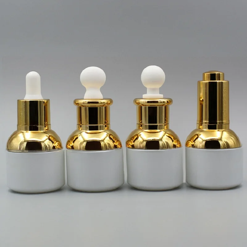 30ml white glass dropper bottle gold collar spot removal moisture oil/serum/essence/liquid serum toner skin care packing