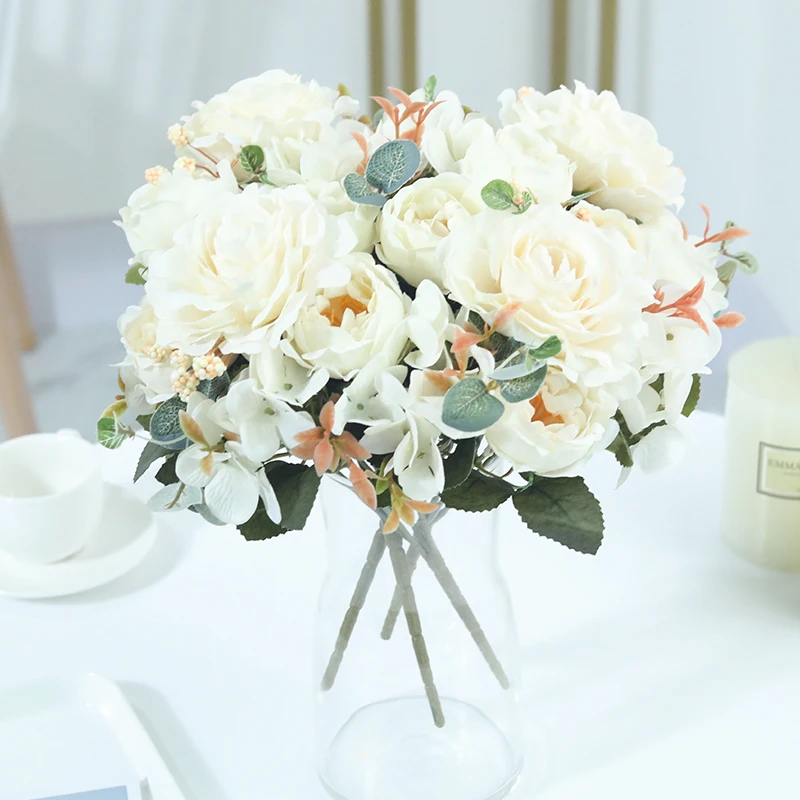

Beautiful Artificial Flower Rose Peony Bouquet Decoration Simulation Flower Home Decoration Wedding Setting Table Setting
