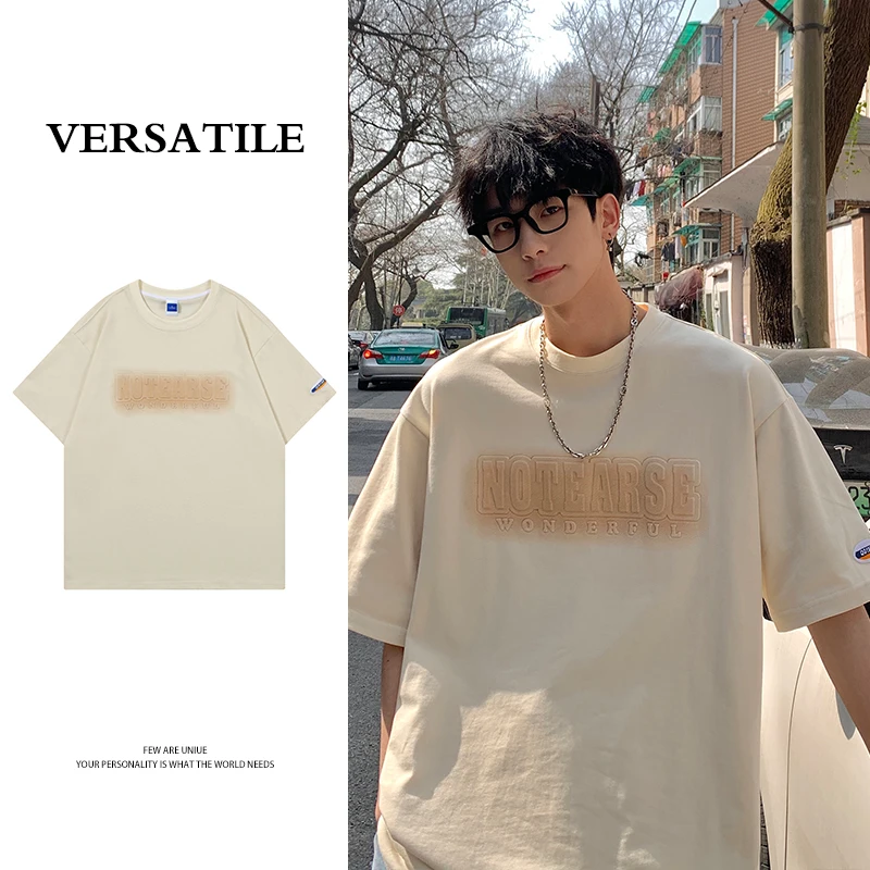 

2022 Elastic Mens T-Shirt Round Neck Outdoor Cartoon Streetwear Men High Quality Drop Sleeve Loose Tshirts