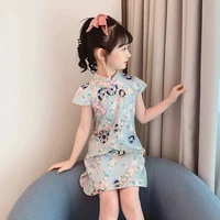 hanfu girls dress cheongsam summer dress chinese style little girl princess dress new childrens short sleeved dress 4 6 8 10 12