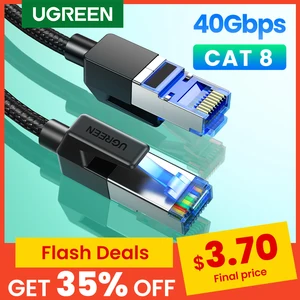 UGREEN Ethernet кабель CAT8 40 Гбитс 2000 МГц CAT 8 сетевой хлопковый Плетеный Интернет Lan шнур для ноутбуков PS 4 маршрутизатор RJ45 кабель