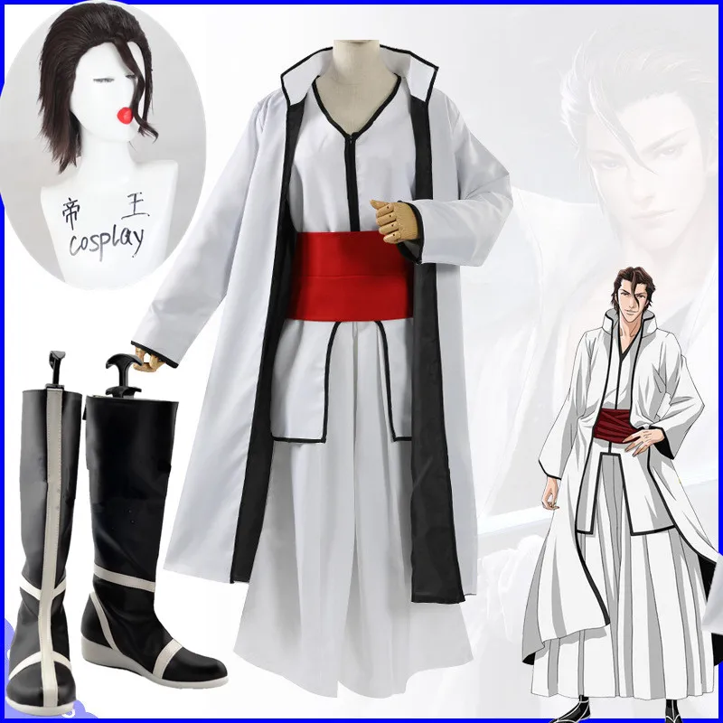 

Anime Bleach Aizen Sousuke Cosplay Costume Mens Cape Pants Belt Kimono Uniform Outfits Halloween Carnival Party Suit
