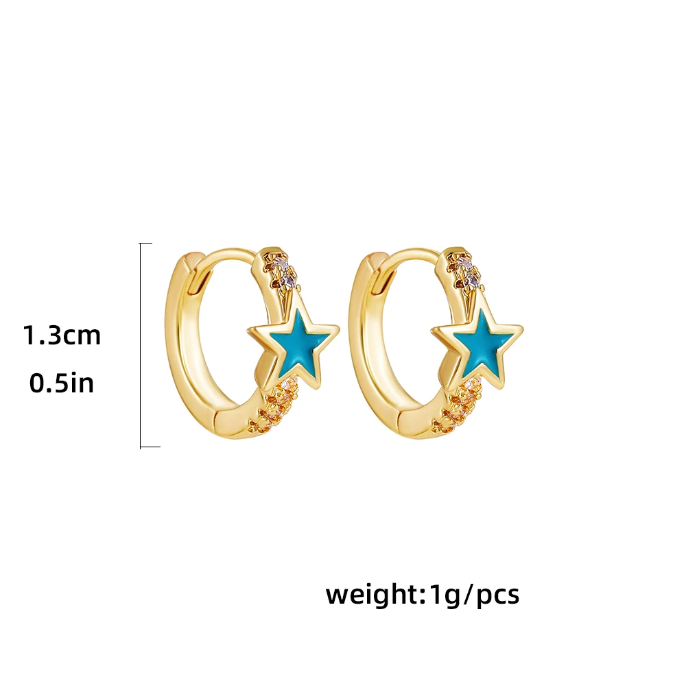 

New trend CZ zirconia twist earrings Lovely pink enamel geometric square star earrings for women jewelry stainless steel