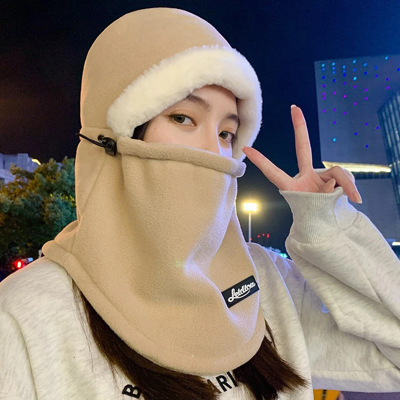 Теплая шапка с капюшоном шарф интегрированная мужская и женская зимняя