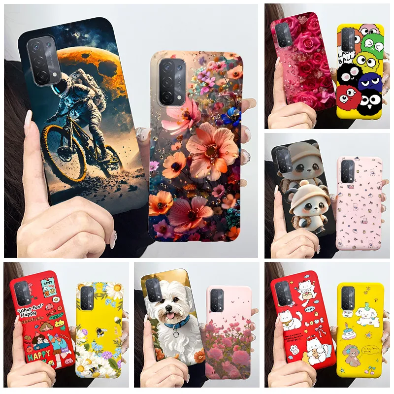 Фото Для Oppo A54 5G A74 5G A93 5G Чехол Мягкий силиконовый чехол из ТПУ Cute Astronaut Panda Чехол для телефона CPH2195 CPH2197 CPH2263 Coque Funda №1