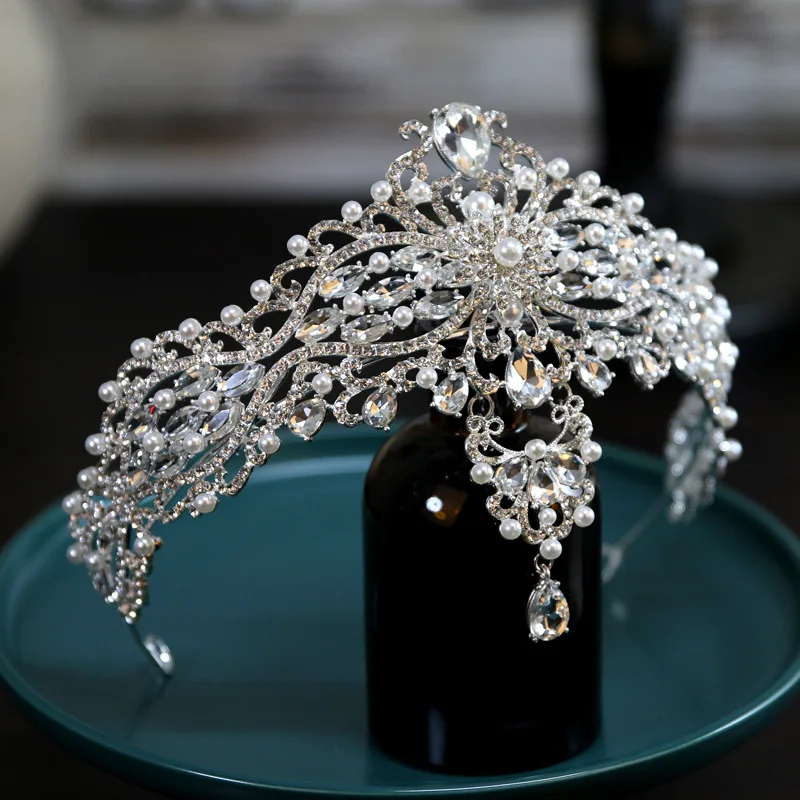 

Baroque Bride Crown Headwear Birthday European Hair Jewelry Wedding Hair Accessories Tiaras Women Bar Mitzvah Party Hairwear