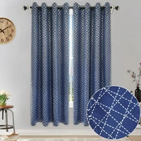 blue solid blackout window curtain modern style fabric for living room and bedroom high shading custom window decoration